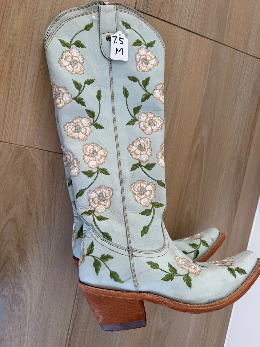 Liberty Black Garden Grey Floral Tall Cowboy Boots Size 7 M NWOT